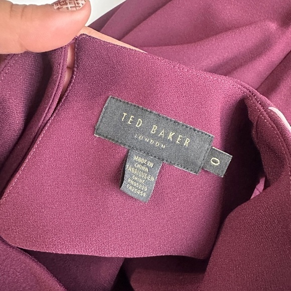 NEW Ted Baker London Braedyn Sleeveless Two-Tone Layered Dress Maroon Sz 0 - Picture 5 of 12